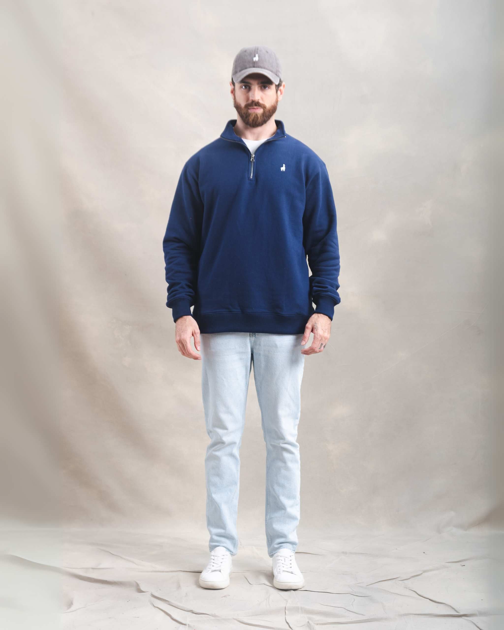 Polera Quarter Zip Azul
