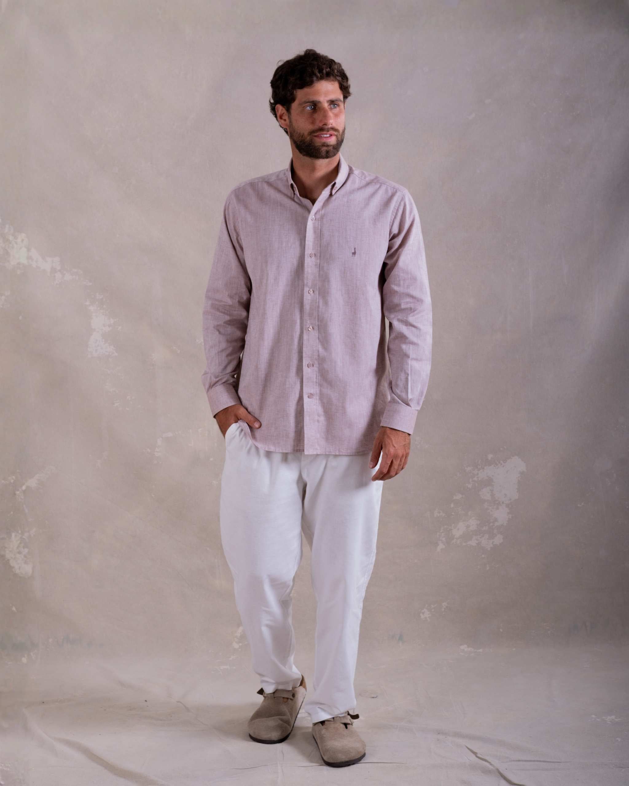 Camisa Pima Lino Mocha-Incluye Caja Premium Qenido