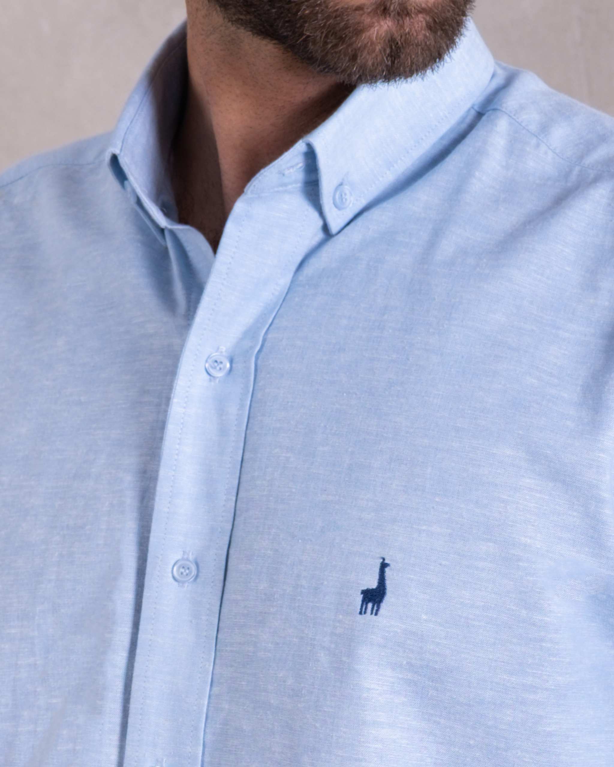 Camisa Pima Lino Celeste-Incluye Caja Premium Qenido