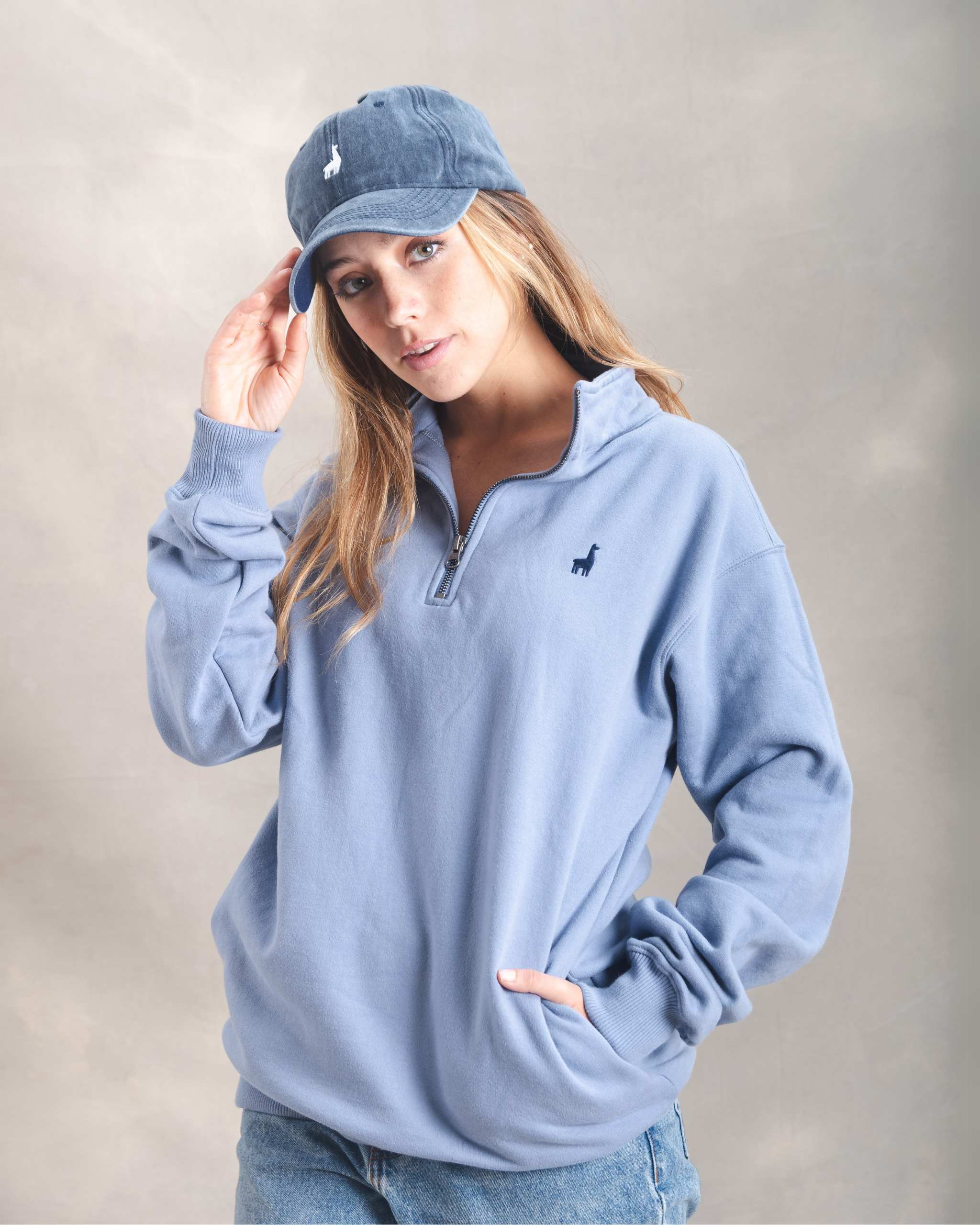 Polera Quarter Zip Blue Lila