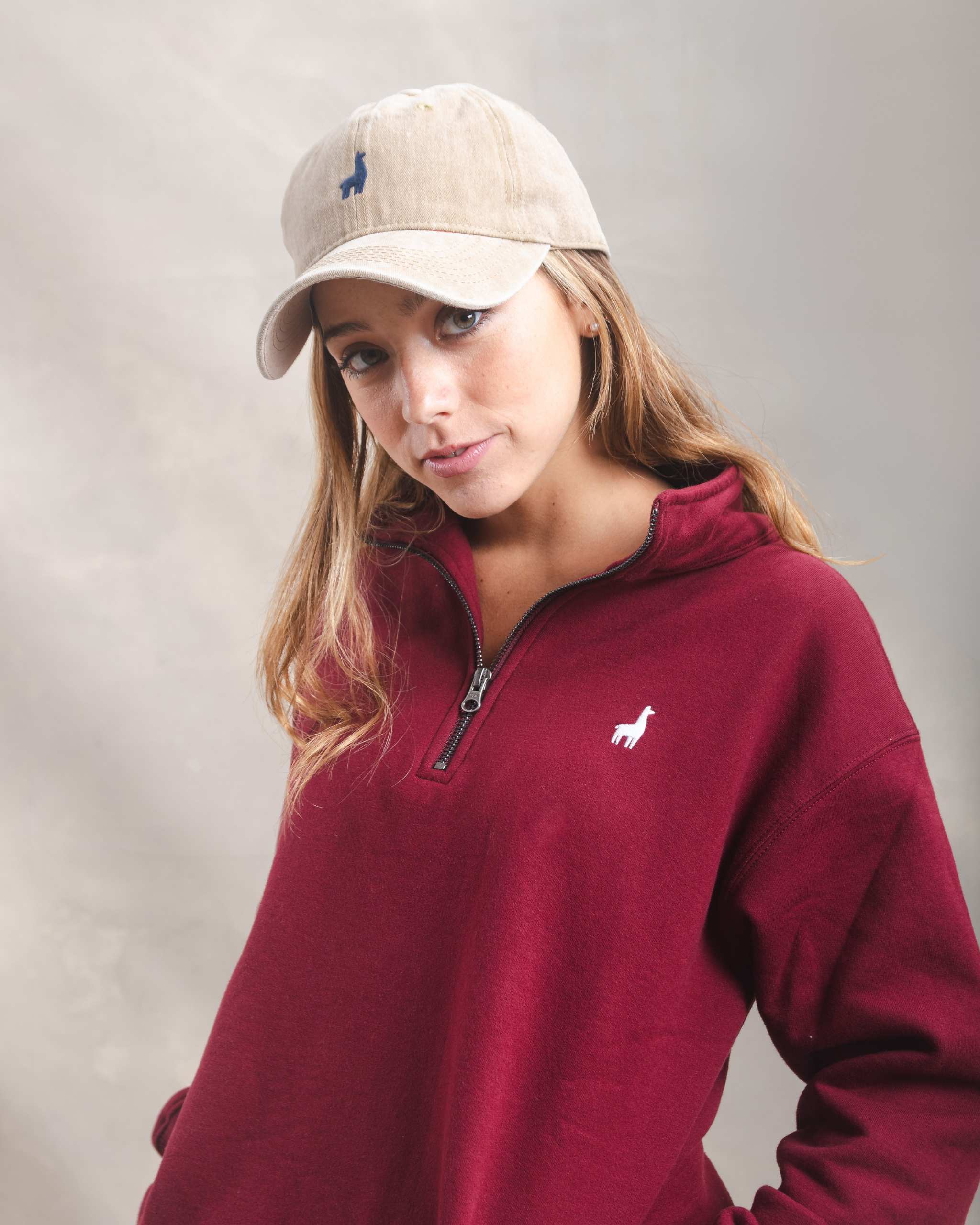 Polera Quarter Zip Guinda