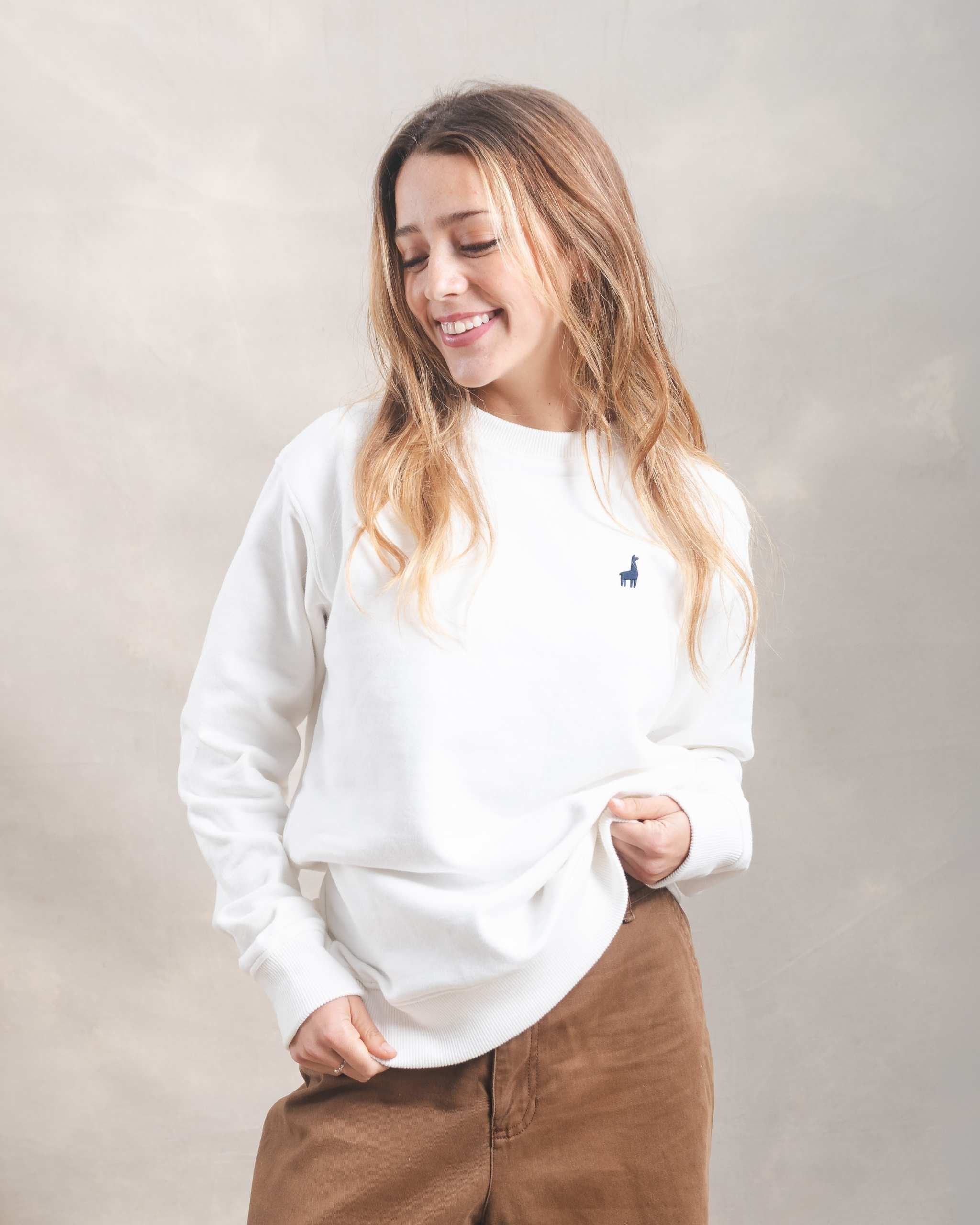 Polera Crewneck Oversize Blanco Marfil