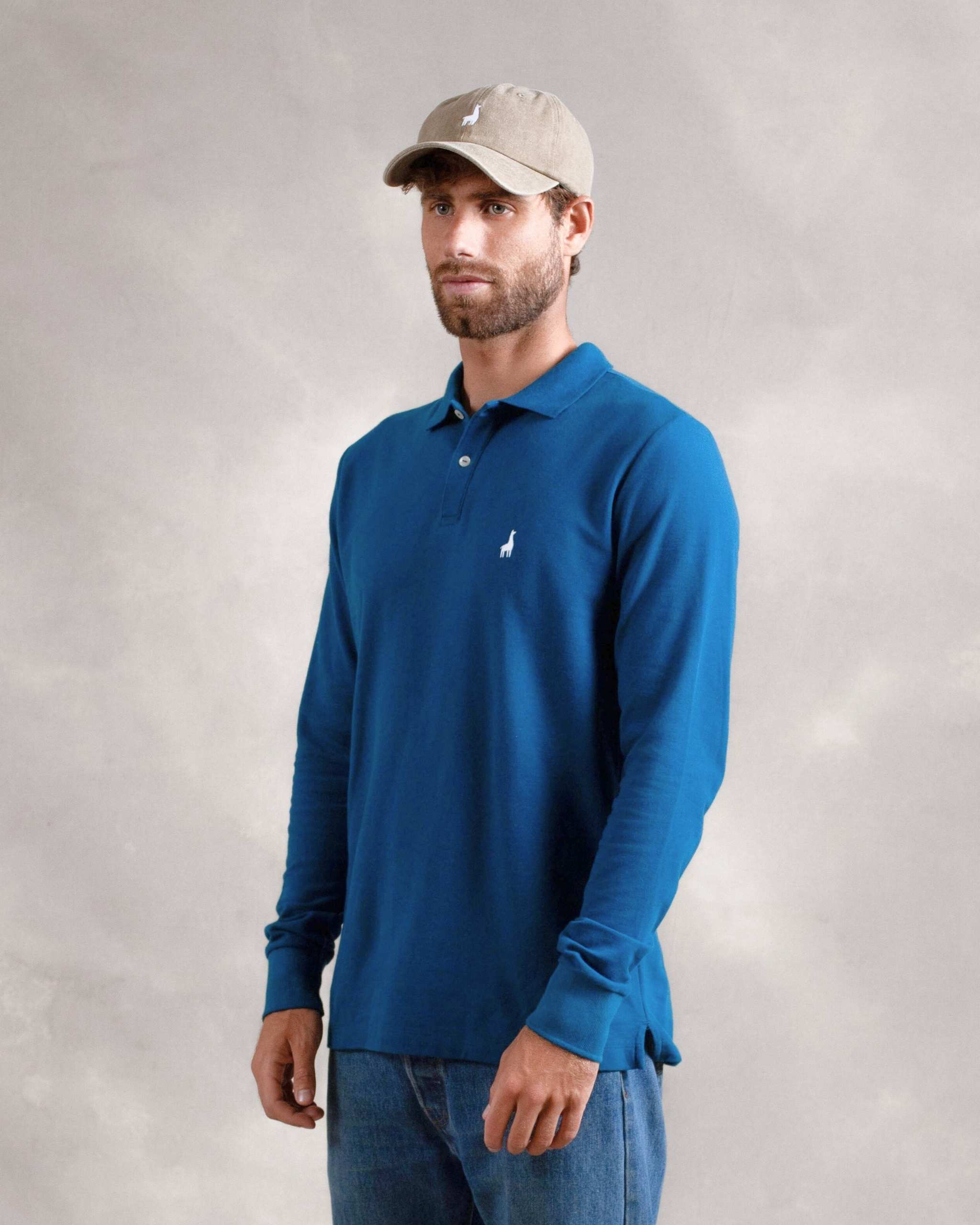 Polo Piqué Manga Larga AquaBlue