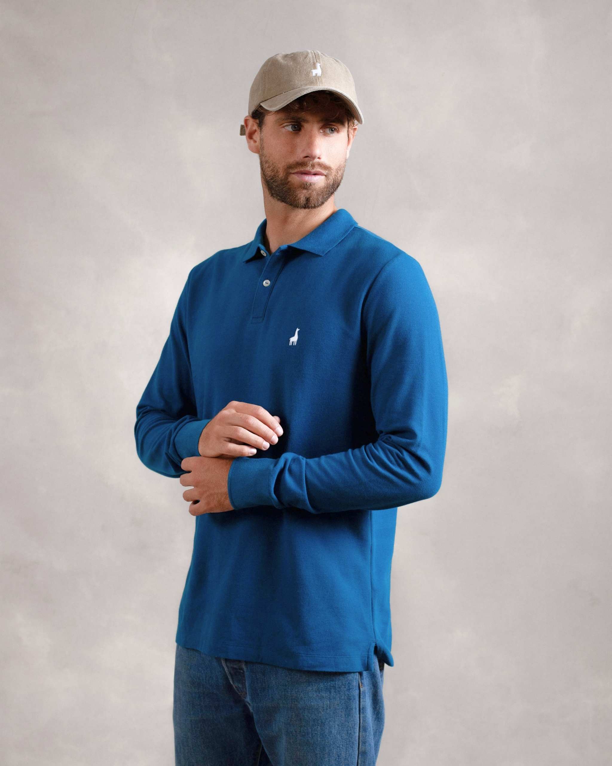 Polo Piqué Manga Larga AquaBlue