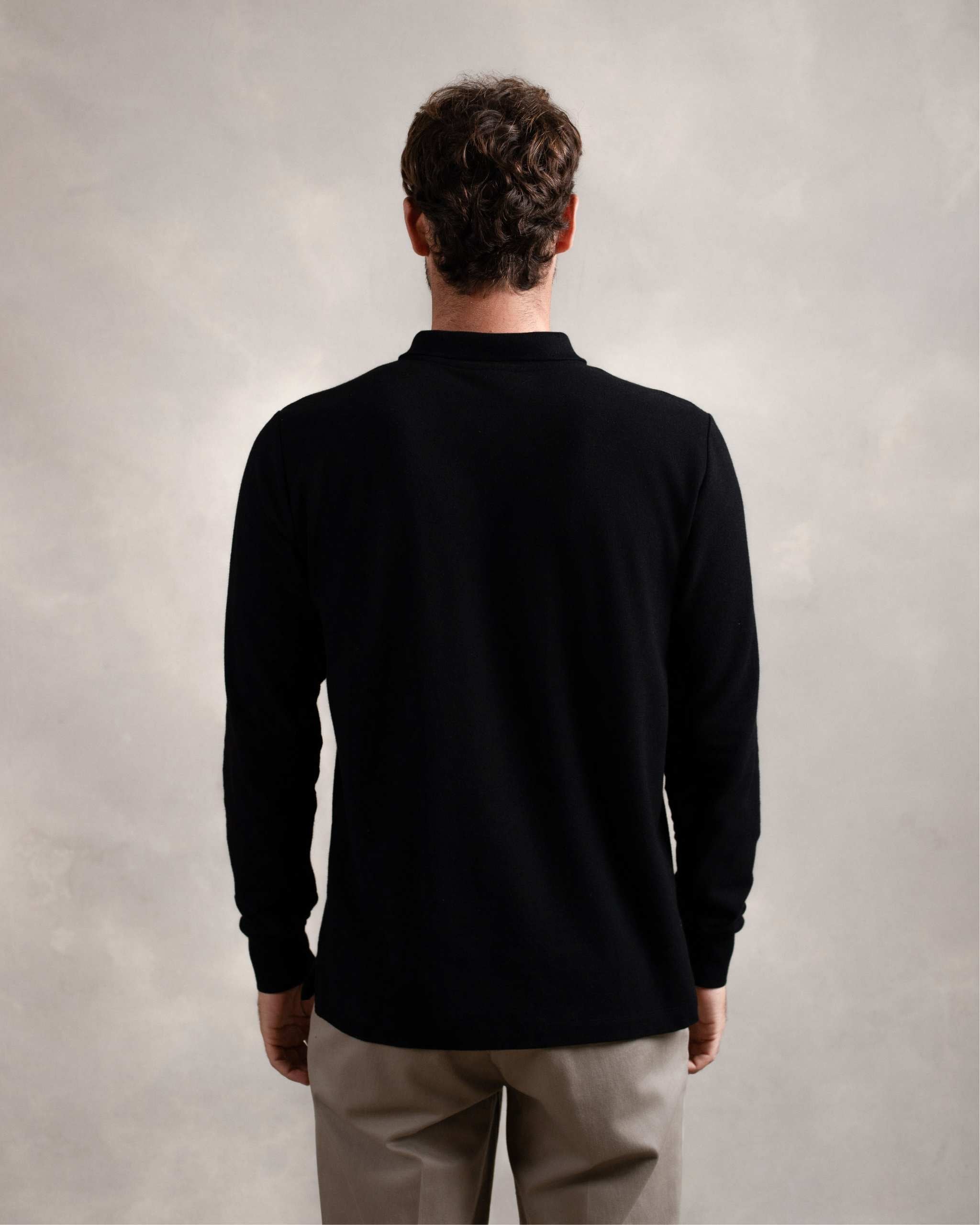 Polo Piqué Manga Larga Negro