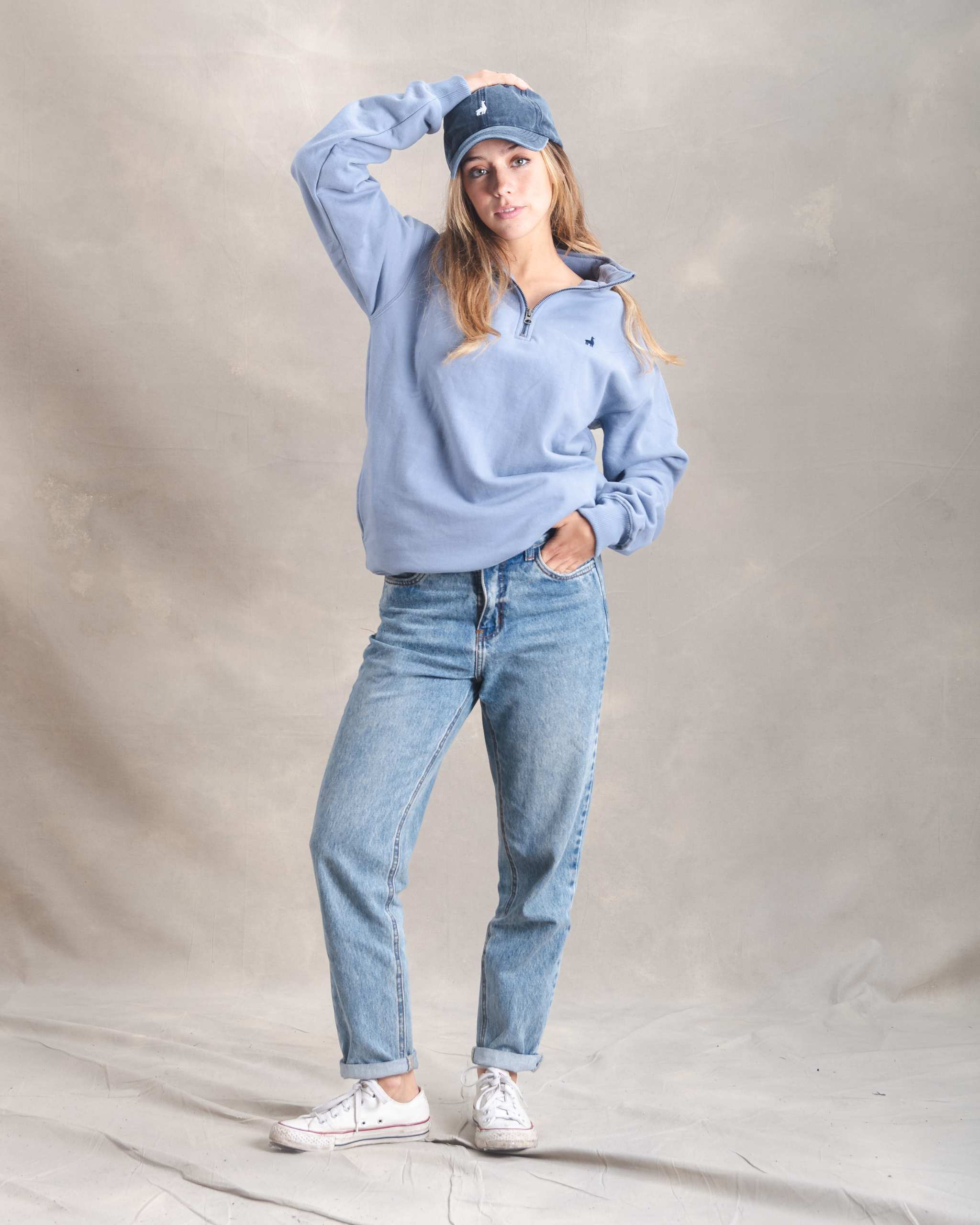 Polera Quarter Zip Blue Lila