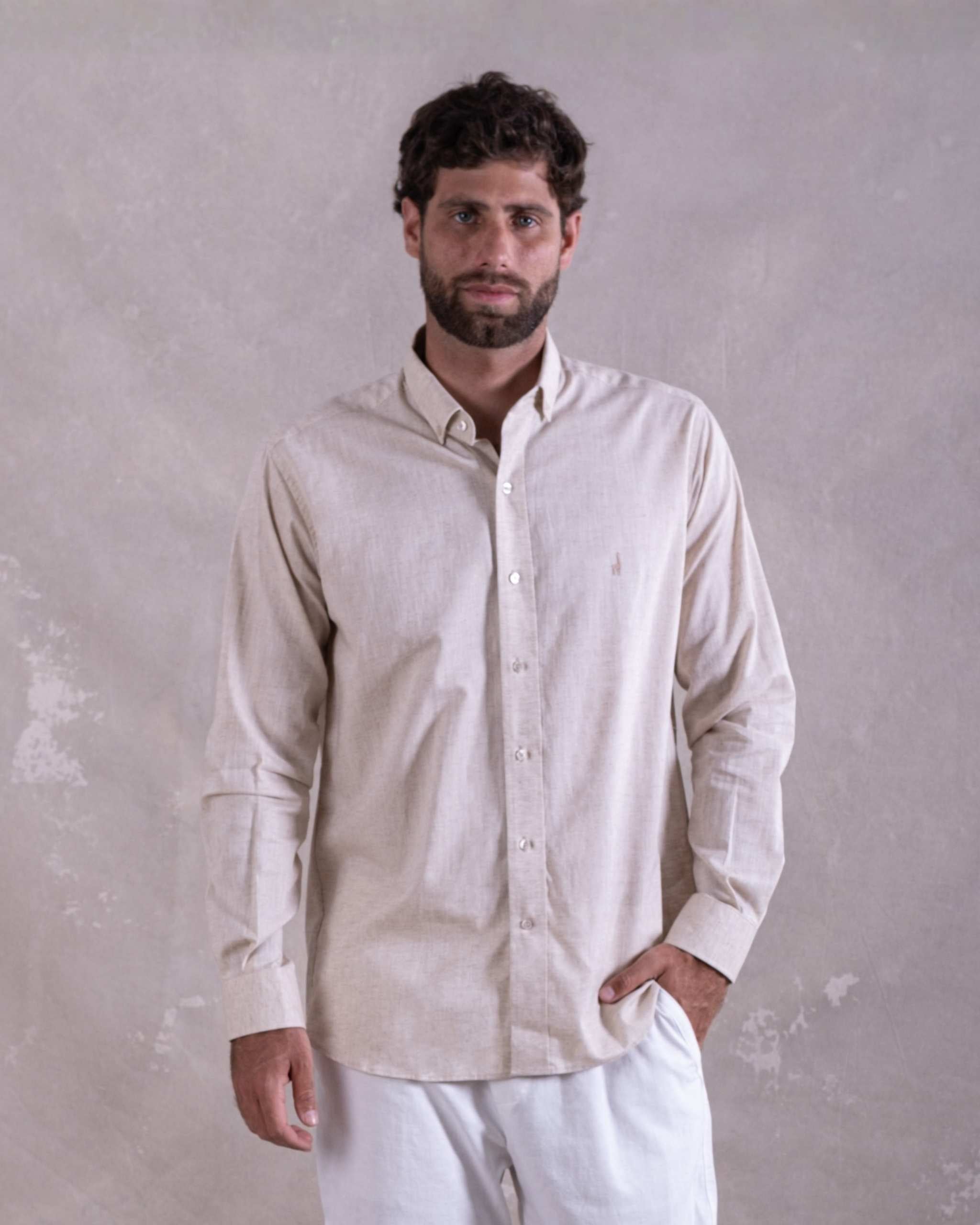 Camisa Pima Lino Natural-Incluye Caja Premium Qenido