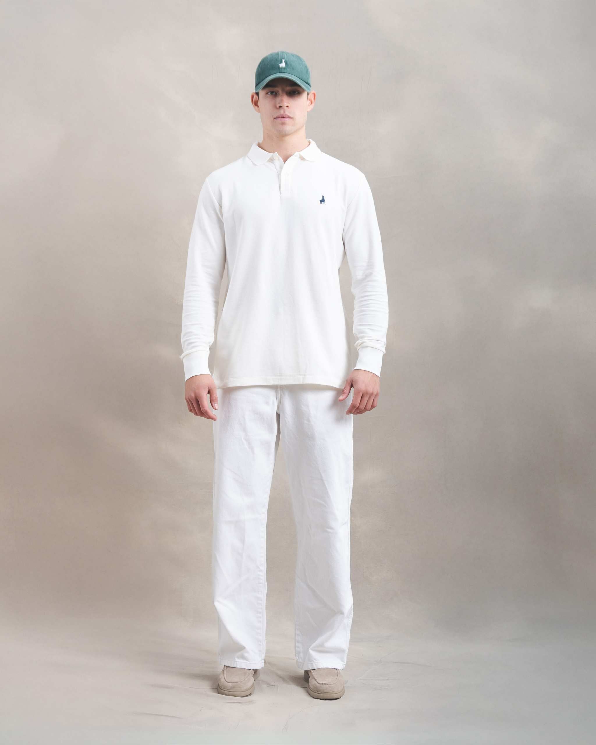 Polo Piqué Manga Larga Blanco Marfil