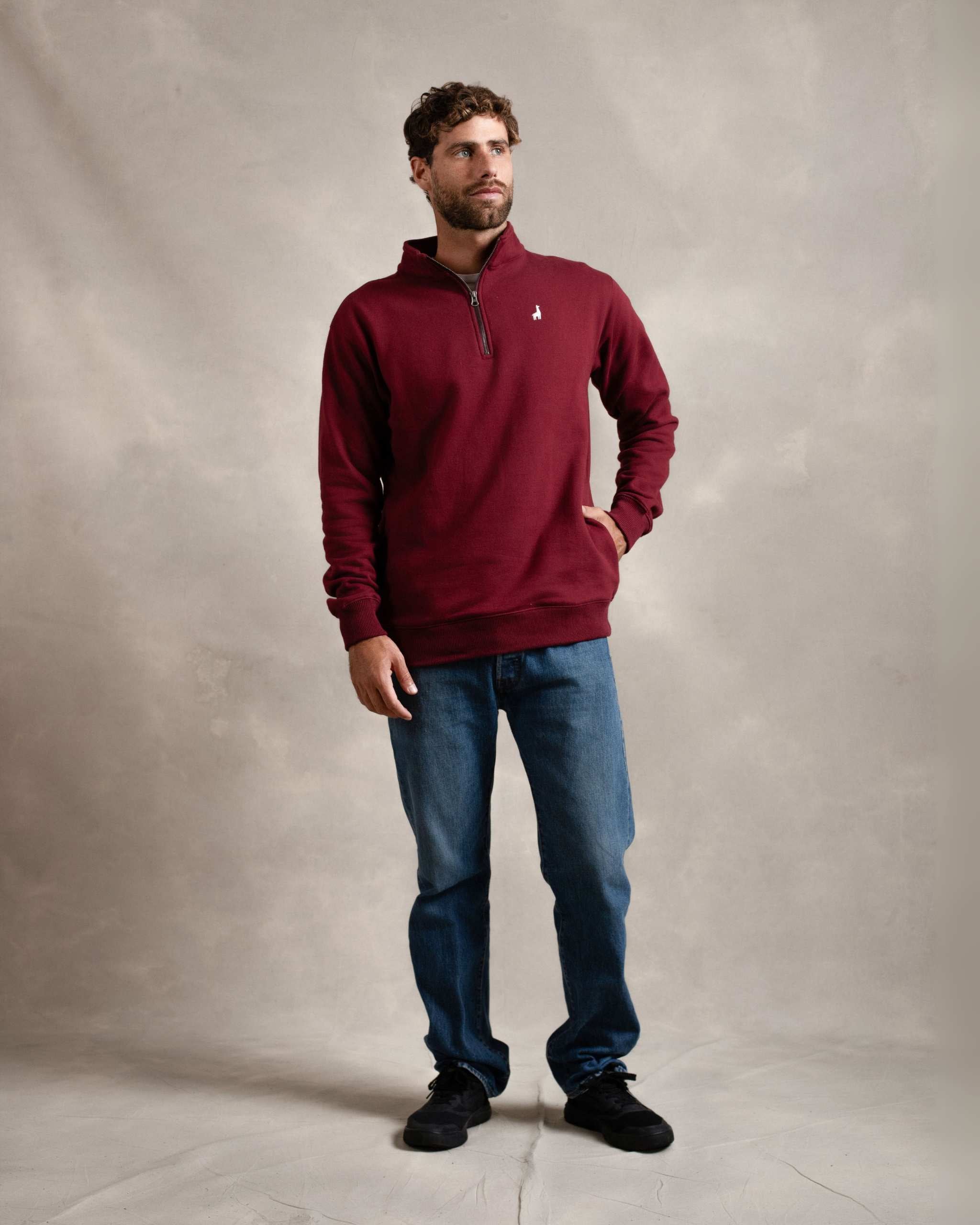 Polera Quarter Zip Guinda