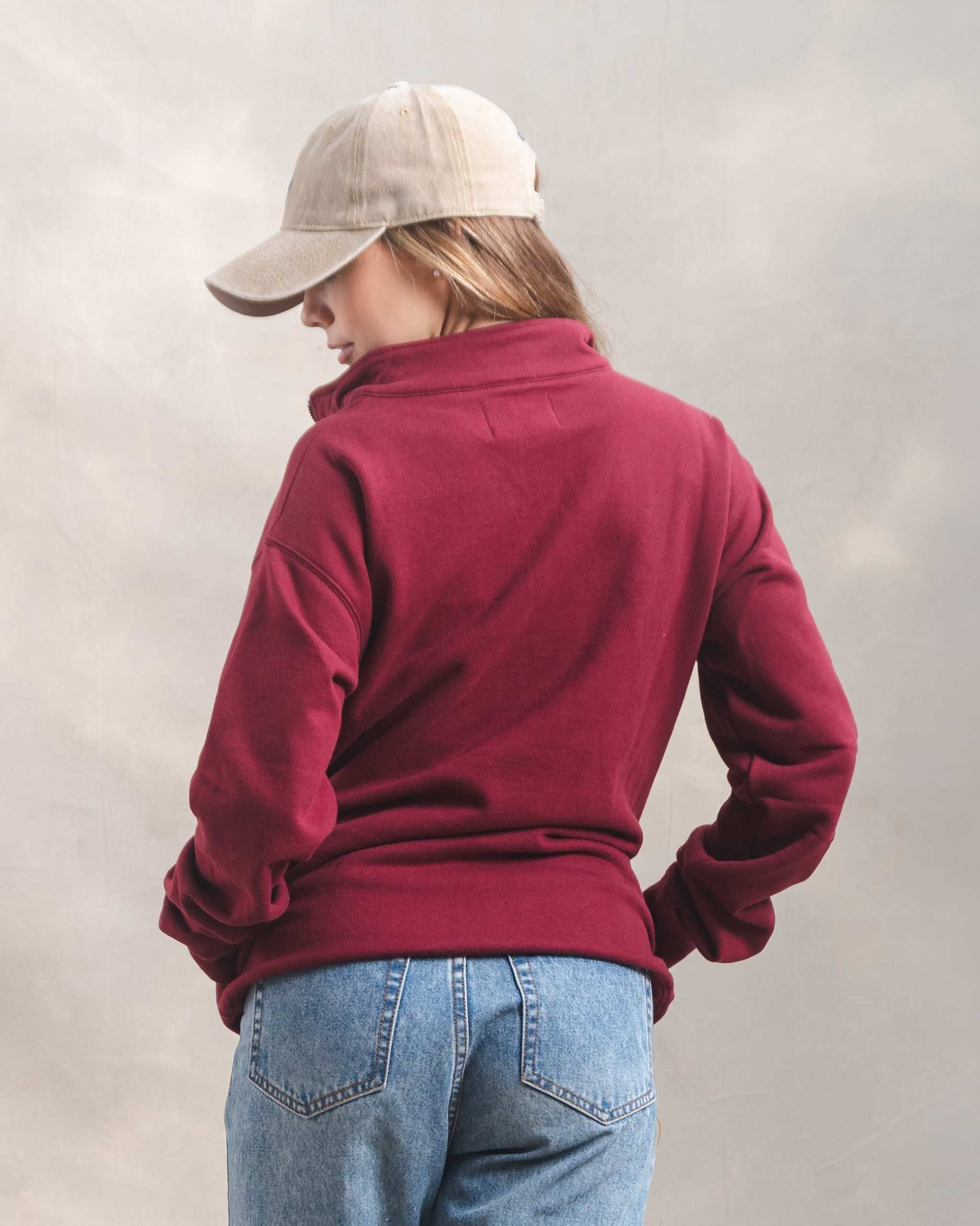 Polera Quarter Zip Guinda