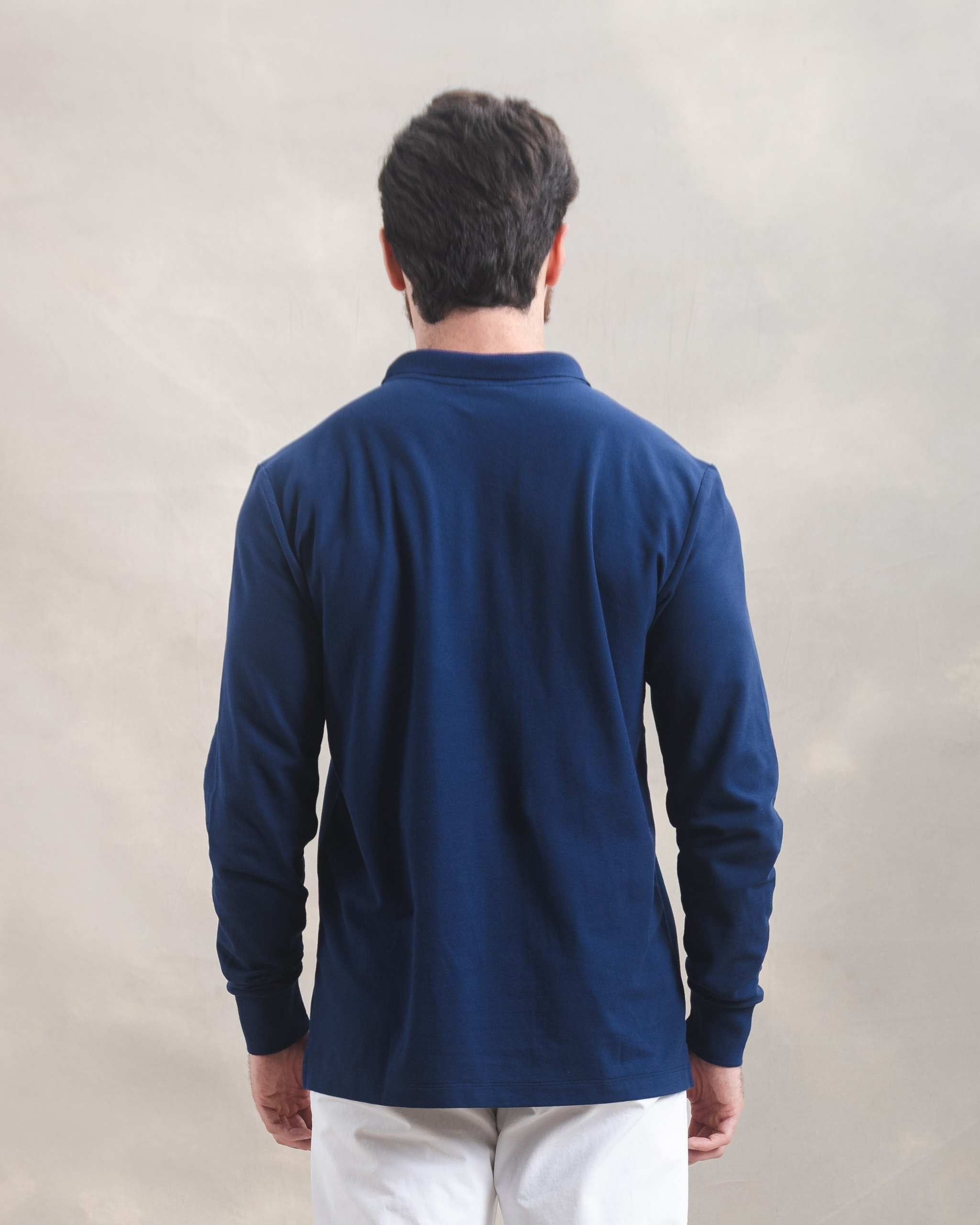 Polo Piqué Manga Larga Azul Marino