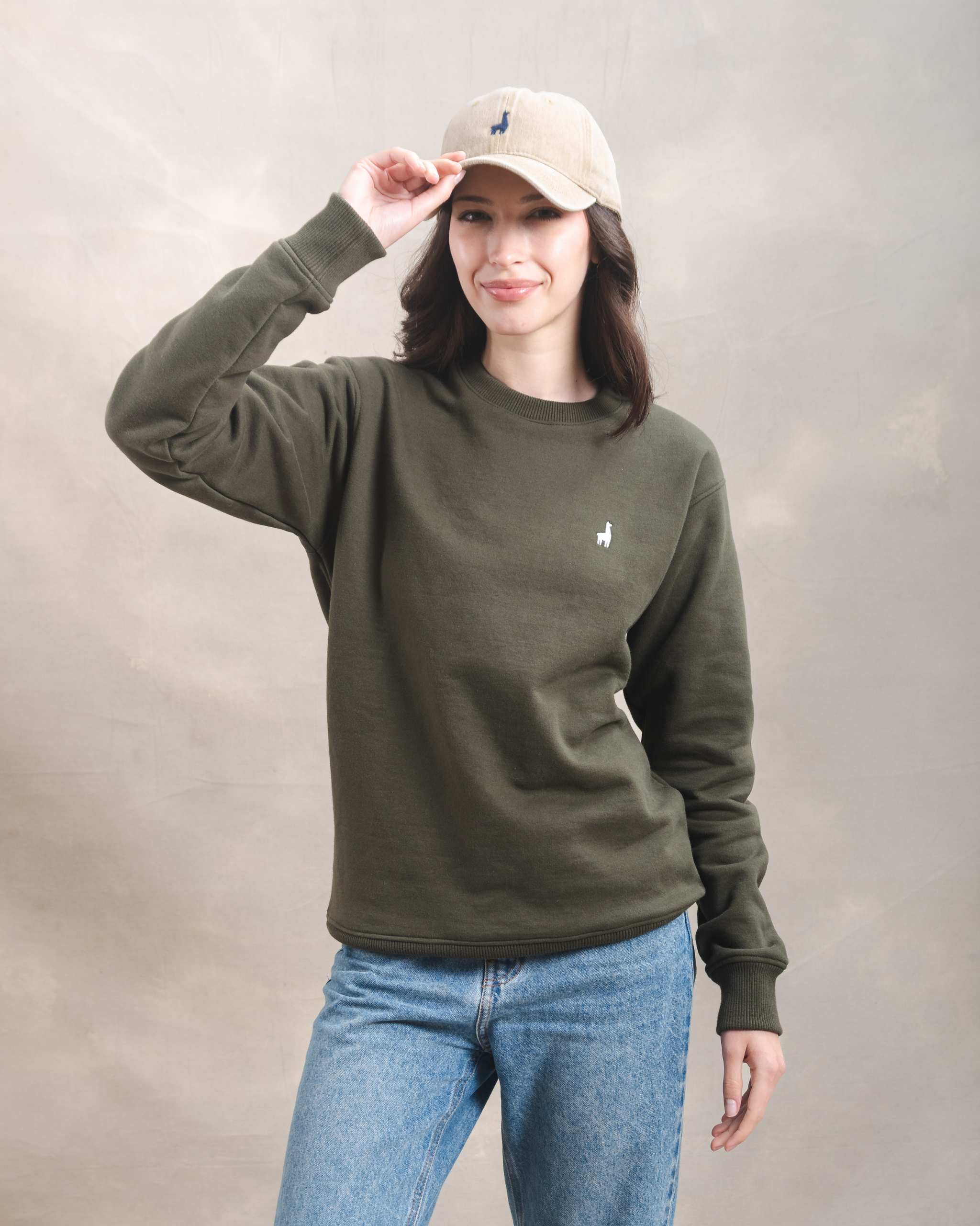 Polera Crewneck Oversize Verde Militar