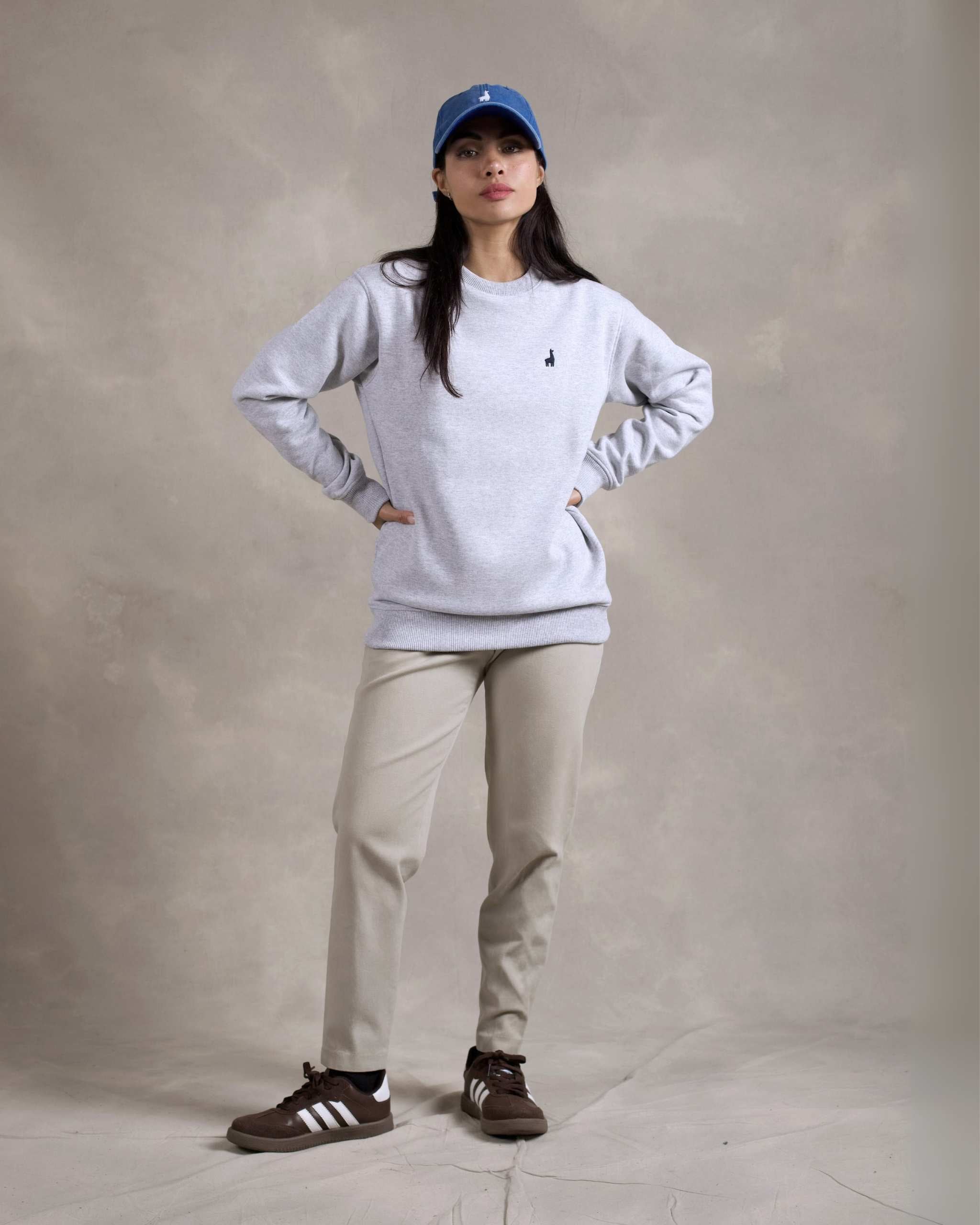 Polera Crewneck Oversize Gris Melange